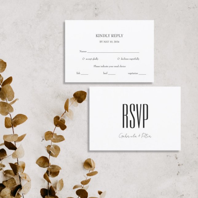 Modern Minimalist Black & White  Meal Choice RSVP Card (Creator Uploaded)