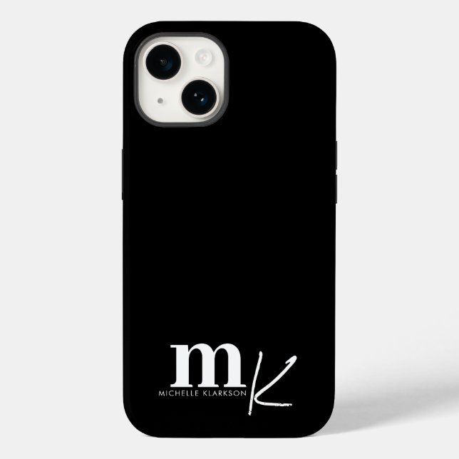 Modern Minimalist Black White Monogram   Case-Mate iPhone Case (Back)