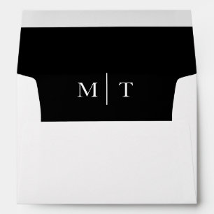 Modern Minimalist Black White Monogram Wedding Envelope