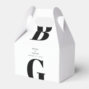 Modern Minimalist Black & White Monogram Wedding   Favour Box