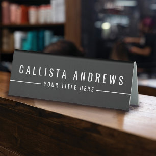 Modern Minimalist Black White Nameplate