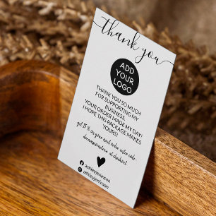 Modern minimalist black white order thank you business card