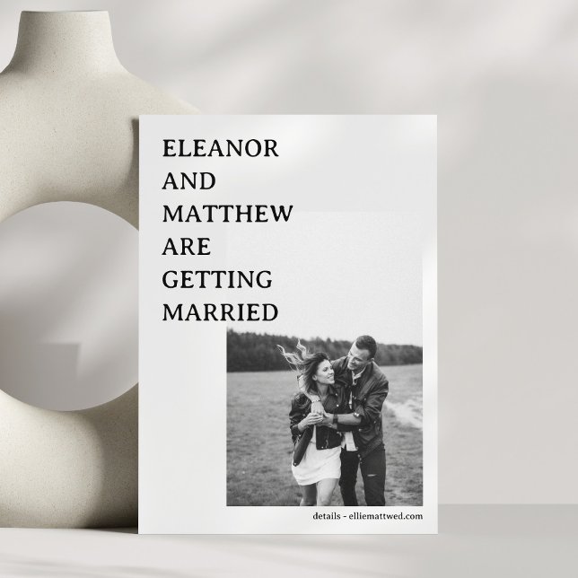 Modern Minimalist Black White Photo Unique Wedding Save The Date (Creator Uploaded)