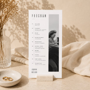 Modern Minimalist Black & White Photo Wedding Program