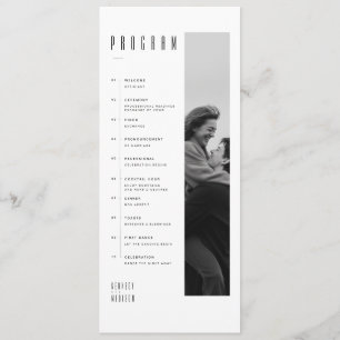 Modern Minimalist Black & White Photo Wedding Program