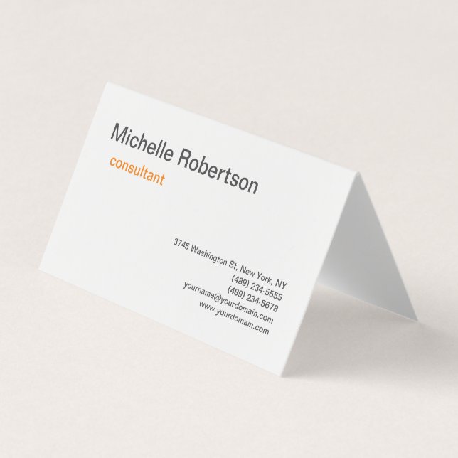 Modern Minimalist Black White Plain Business Card (Front)
