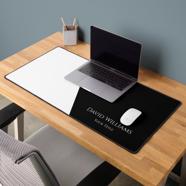 Modern Minimalist Black White Professional Custom Desk Mat (Office 2)