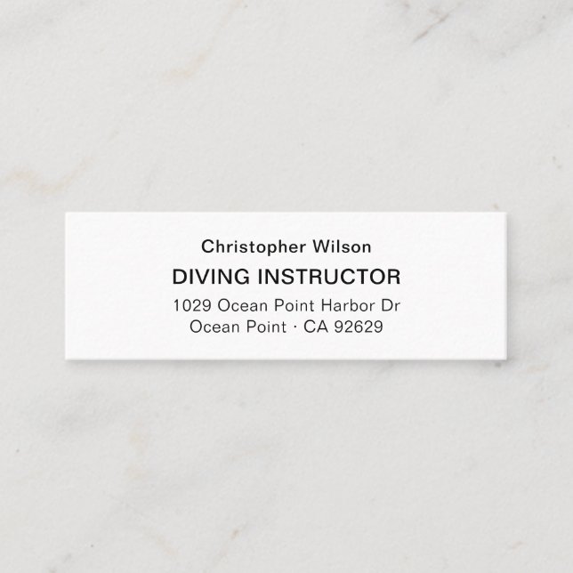 Modern Minimalist Black White Professional |  Mini Business Card (Front)