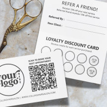 Modern Minimalist Black White Refer QR Code Salon 
