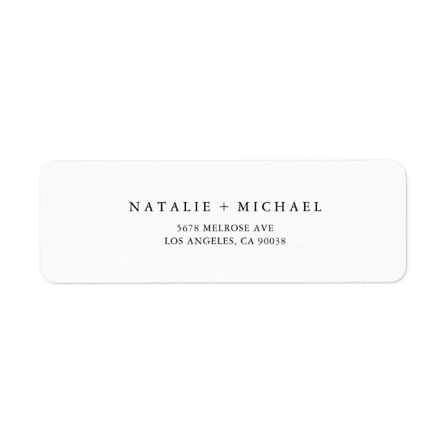 Modern Minimalist Black & White Return Address Return Address Label (Front)