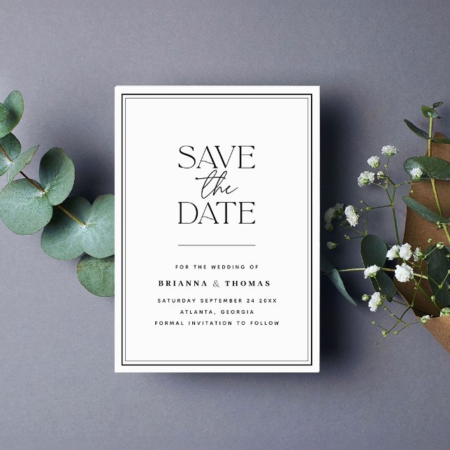 Modern Minimalist Black & White Save The Date  (Creator Uploaded)