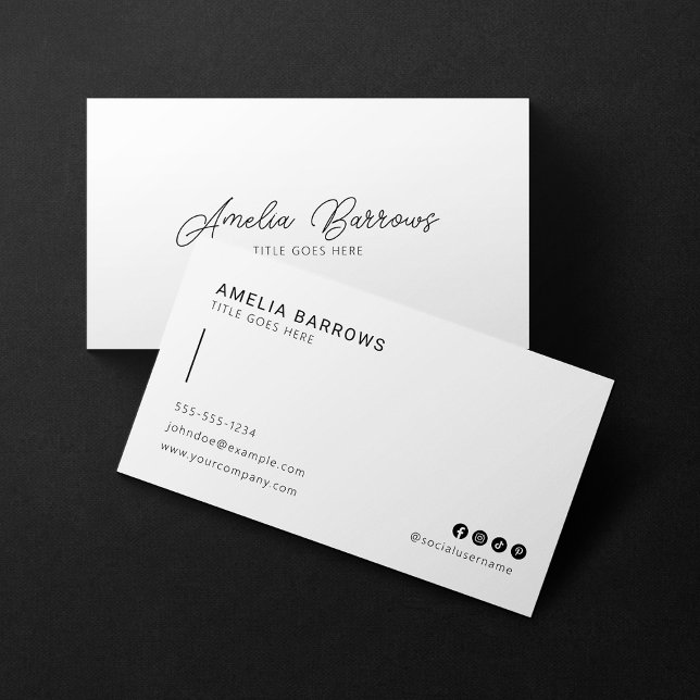Modern Minimalist Black & White Social Media Icon  Business Card (Creator Uploaded)