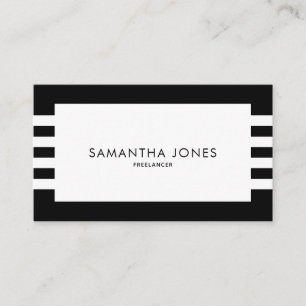 Modern Minimalist Black White Stripes Freelancer Business Card