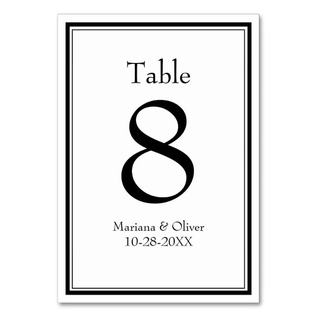 Modern Minimalist Black White  Table Number (Front)