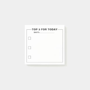 Modern Minimalist Black White Top 3 To Do List Post-it Notes