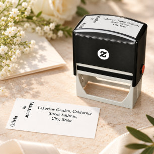 Modern Minimalist Black White Typography Wedding Self-inking Stamp