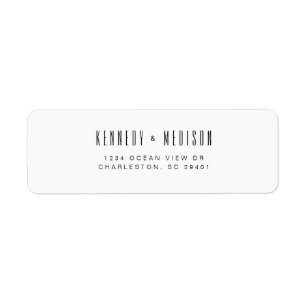 Modern Minimalist Black & White Wedding Address Return Address Label