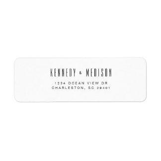 Modern Minimalist Black & White Wedding Address Return Address Label