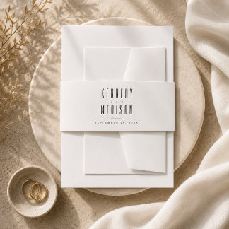 Modern Minimalist Black & White Wedding Belly Band Invitation Belly Band