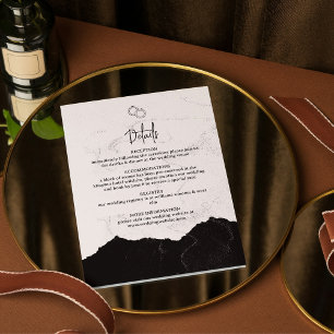 Modern Minimalist Black & White Wedding Details Enclosure Card