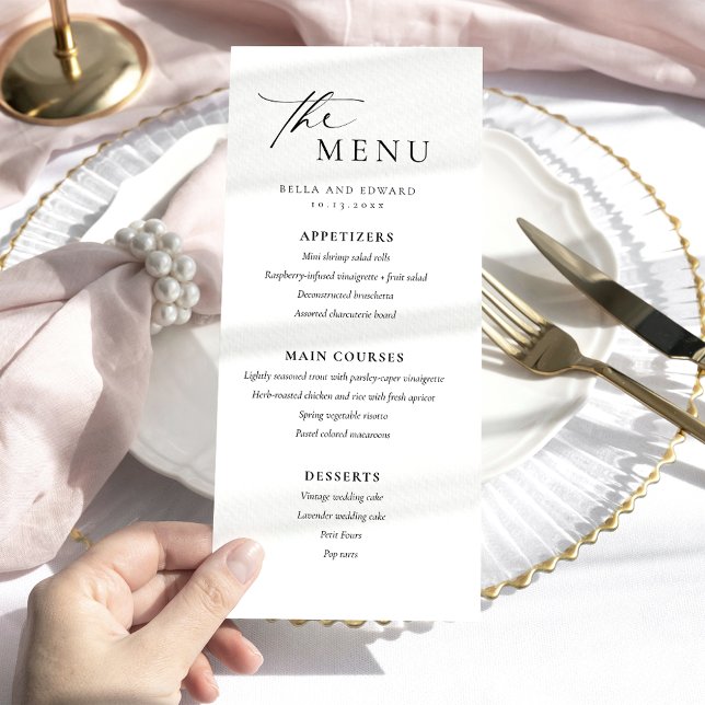 Modern Minimalist Black White Wedding Dinner Menu (Creator Uploaded)