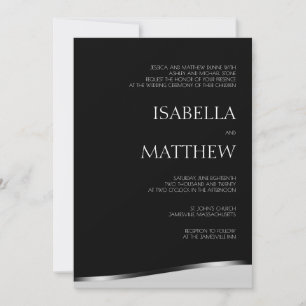 Modern Minimalist Black & White Wedding Invitation