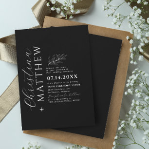 Modern Minimalist Black & White Wedding Invitation