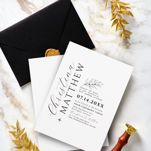 Modern Minimalist Black & White Wedding Invitation (Creator Uploaded)