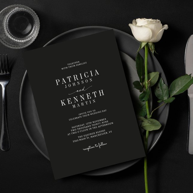 Modern Minimalist Black & White Wedding Invitation (Creator Uploaded)