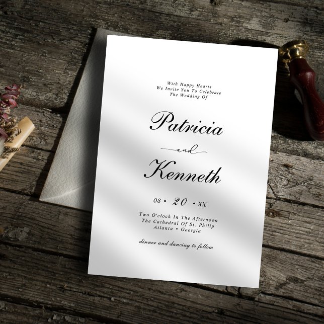 Modern Minimalist Black & White Wedding Invitation (Creator Uploaded)