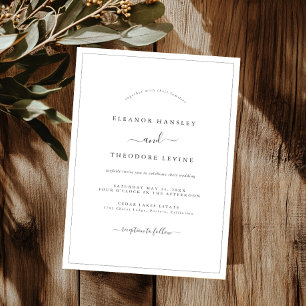 Modern Minimalist Black White Wedding   Invitation