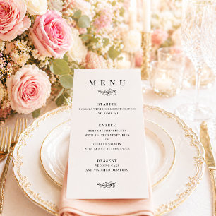 Modern Minimalist Black & White Wedding Menu