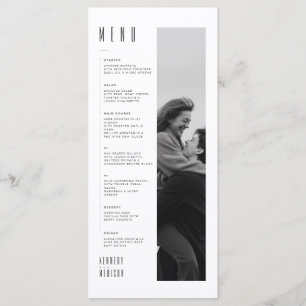 Modern Minimalist Black & White Wedding Menu Card