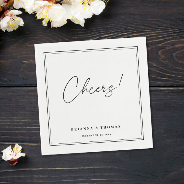 Modern Minimalist Black & White Wedding Napkin (Creator Uploaded)