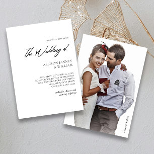 Modern Minimalist: Black & White Wedding Photo Invitation