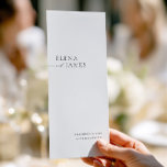 Modern Minimalist Black & White Wedding Program<br><div class="desc">Featuring a clean minimalist layout and elegant typography, this double-sided card includes all the key moments of your ceremony and a detailed wedding party list. Perfect for couples who love timeless design with a modern edge. Fully customisable to fit your wedding details. Coordinates with the full "Elena" wedding suite —...</div>