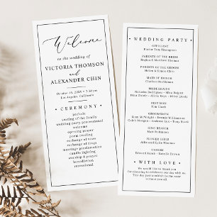 Modern Minimalist Black White Wedding Programs