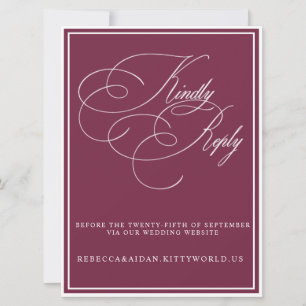 Modern Minimalist Black & White Wedding RSVP Card