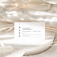 Modern Minimalist Black White Wedding RSVP