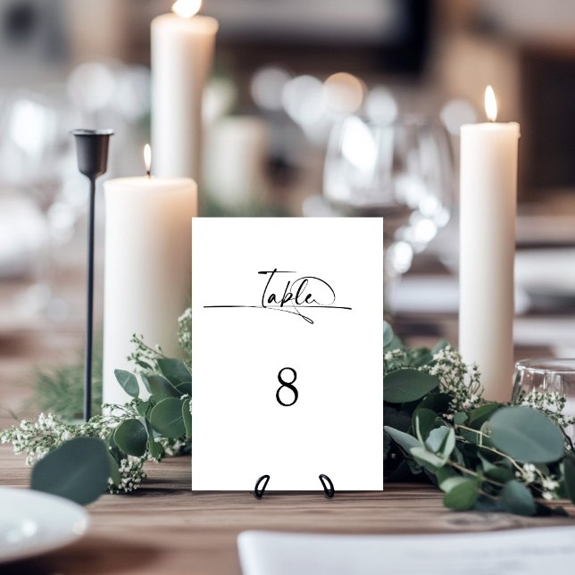 Modern Minimalist Black White Wedding Table Number (Creator Uploaded)
