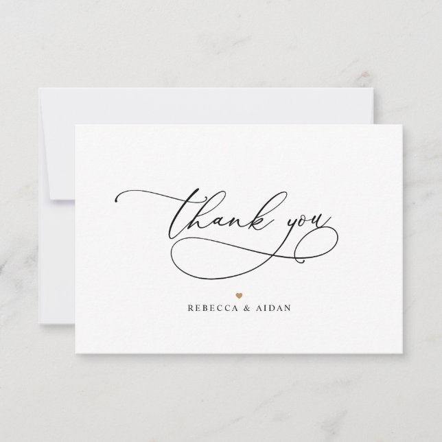 Modern Minimalist Black & White Wedding Thank You (Front)