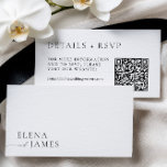 Modern Minimalist Black & White Wedding Website  Enclosure Card<br><div class="desc">Keep it clean, simple, and ultra-modern with this minimalist wedding details card. Designed in timeless black and white with sleek typography, this card provides guests with all the info they need — plus a scannable QR code that leads directly to your wedding website. Coordinate it with other pieces from the...</div>