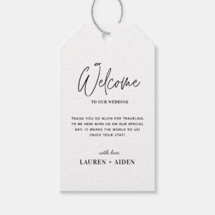 Modern Minimalist Black & white Wedding Welcome  Gift Tags