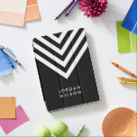 Modern Minimalist Black with White Chevron iPad Pro Cover<br><div class="desc">Modern minimalist black iPad pro cover featuring white chevron pattern that you can personalise with your name. Great as gifts for family and friends or for yourself. Personalise it by replacing the placeholder text. For more options such as to change the font and its size click the "Customise" button. *Please...</div>