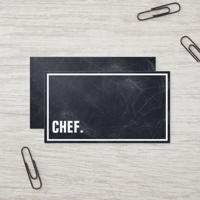 Modern Minimalist Blackboard Chef Professional  Business Card (Front/Back In Situ)