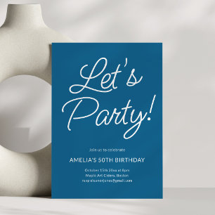 Modern Minimalist Blue Birthday Party Chic Invitation