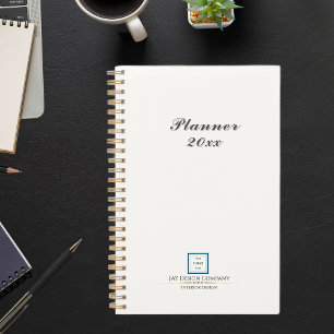 Modern Minimalist Blue Border Logo Business Planner