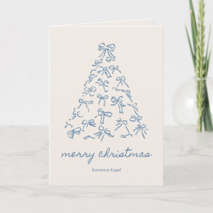 Modern Minimalist Blue Business Merry Christmas Holiday Card