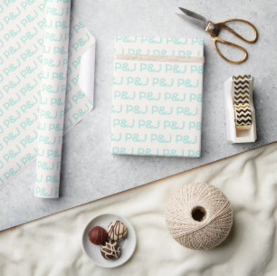 Modern Minimalist Blue custom monogrammed wedding Wrapping Paper