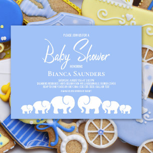 Modern Minimalist Blue Elephant Baby Shower Invitation